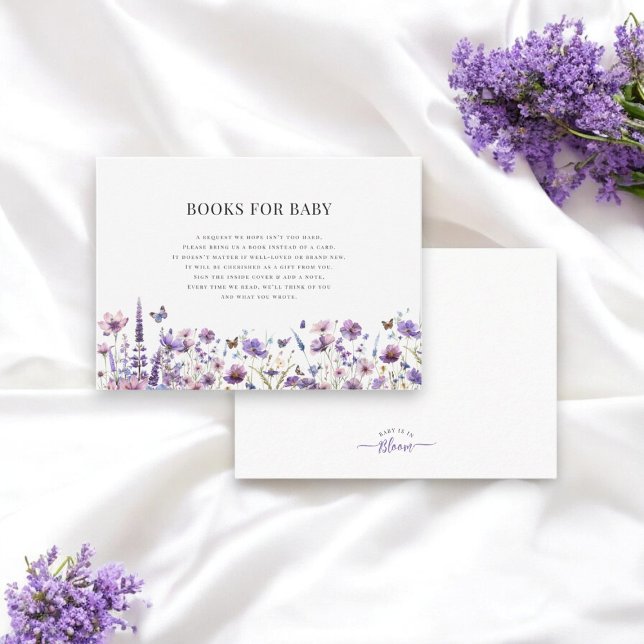 Carte D'accompagnement Élégants livres de baby shower fleur sauvage pour  (baby in bloom whildflower books for baby , by willow spring studio)