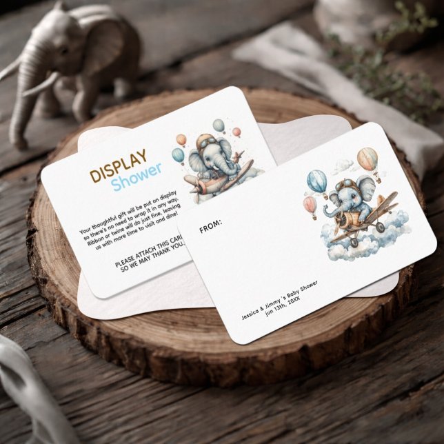 Carte D'accompagnement Elephant Aviator Baby Shower Display Shower  (Créateur téléchargé)