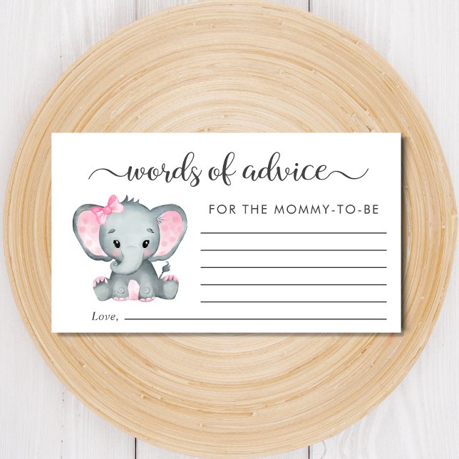 Carte D'accompagnement Eléphant Baby Girl Douche Mots de conseil (Créateur téléchargé)
