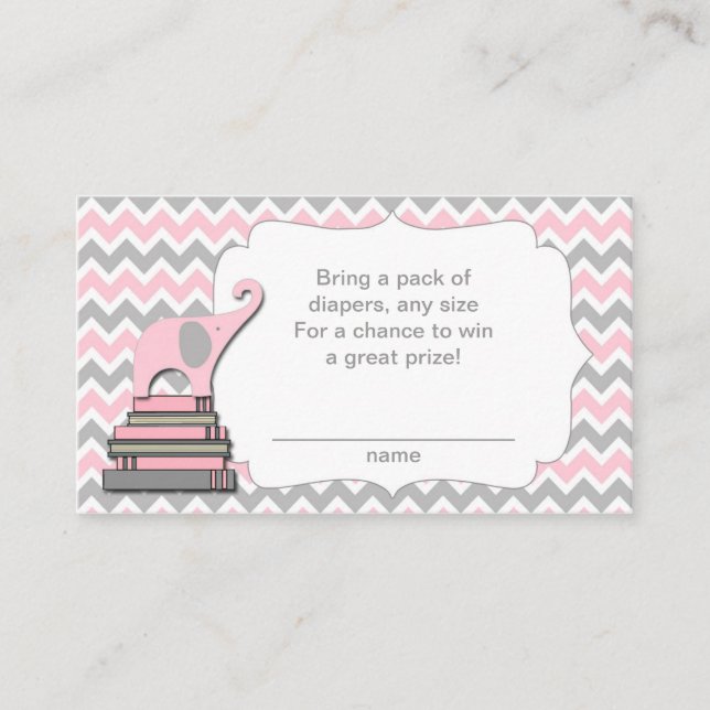 Carte D'accompagnement Elephant Baby shower diaper billets de tombola ros (Devant)