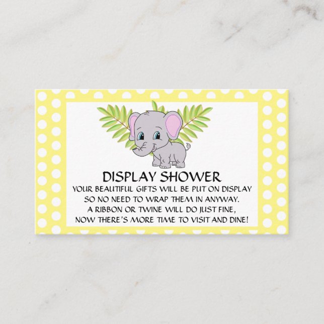 Carte D'accompagnement Eléphant Baby shower Genre Neutre Affichage Douche (Devant)