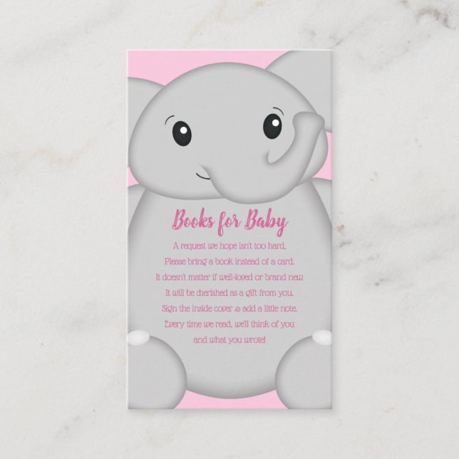 Carte D'accompagnement Elephant Baby shower rose Safari fille (Devant)