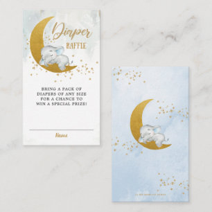 Carte D'accompagnement Elephant Boy Baby shower Lune Étoiles Diaper Raffl