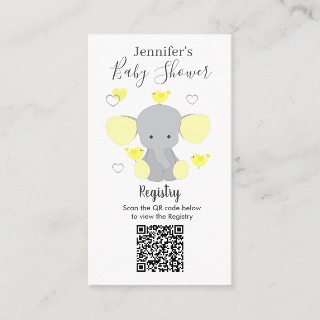 Carte D'accompagnement Elephant Boy Girl Baby shower Registre QR Code (Devant)