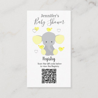 Carte D'accompagnement Elephant Boy Girl Baby shower Registre QR Code