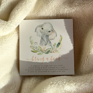 Carte D'accompagnement Éléphant de genre neutre mignon apporte un livre