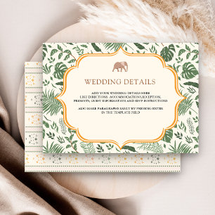 Carte D'accompagnement Éléphant de la forêt tropicale Détails de mariage 