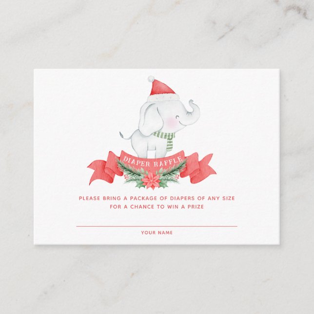 Carte D'accompagnement Eléphant de Noël | Baby shower Déchets (Devant)