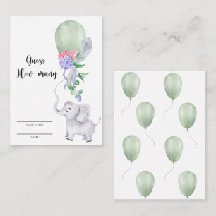 Carte D'accompagnement Eléphant et Balloon Devinez combien