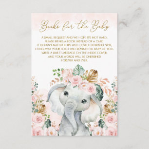 Carte D'accompagnement Eléphant floral rose vif et tropical apportez un l