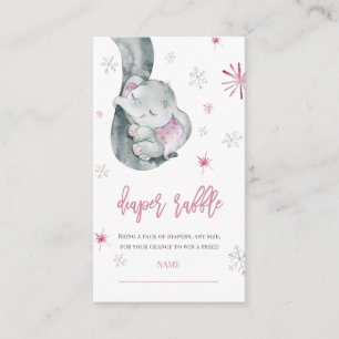 Carte D'accompagnement Élephant Hiver Fille Baby shower Déchets Raffle