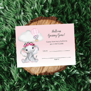 Carte D'accompagnement Eléphant Hot Air Balloon Guesser Count Baby