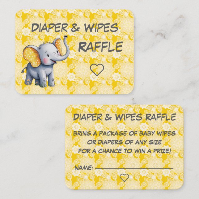 Carte D'accompagnement Éléphant Mignon avec des Taches Jaunes Baby Tombol (Devant / Derrière)