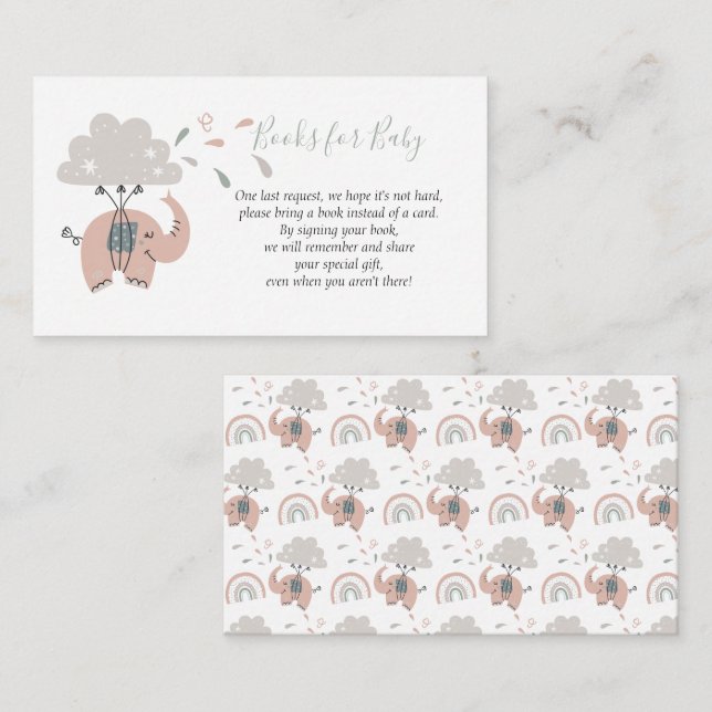 Carte D'accompagnement Elephant Pink Cute Girl's Books for Baby (Devant / Derrière)
