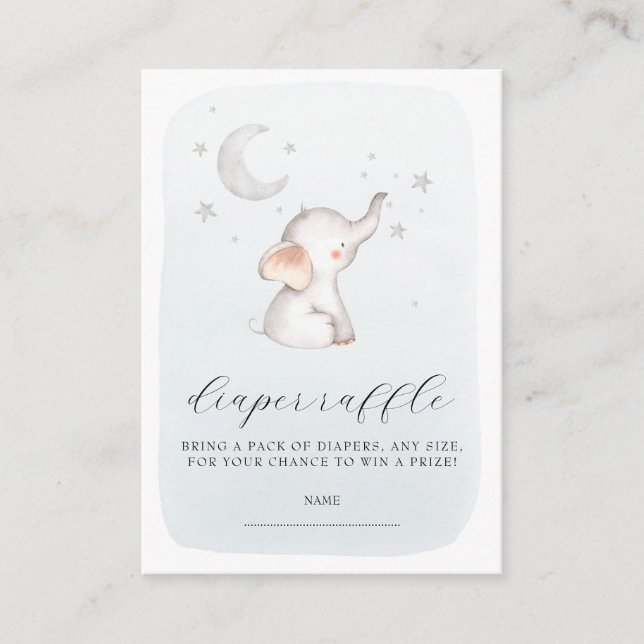 Carte D'accompagnement Elephant Stars Lune Dusty Blue Boy Baby shower (Devant)