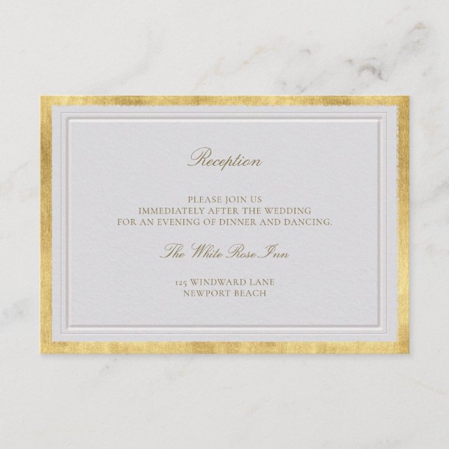 Carte D'accompagnement Elevated Ivory Gold Wedding Formal Reception (Devant)