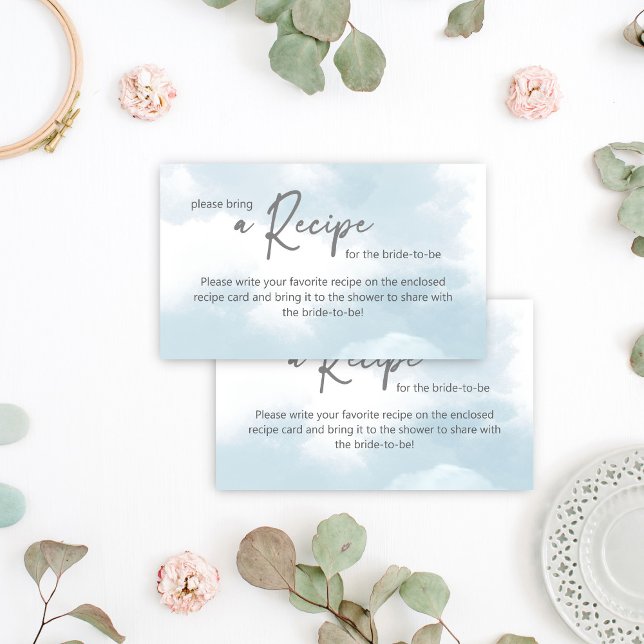 Carte D'accompagnement Elle est sur le nuage neuf nuptiale demande de rec (She is on cloud nine bridal shower recipe request enclosure card)