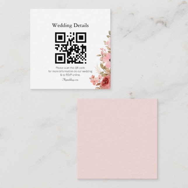 Carte D'accompagnement ELLE Pink Flower Elegant Wedding Card (Devant / Derrière)