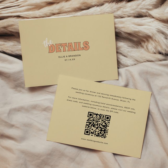 Carte D'accompagnement ELLIE Moderne Rétro QR Code Détails du Mariage (Créateur téléchargé)