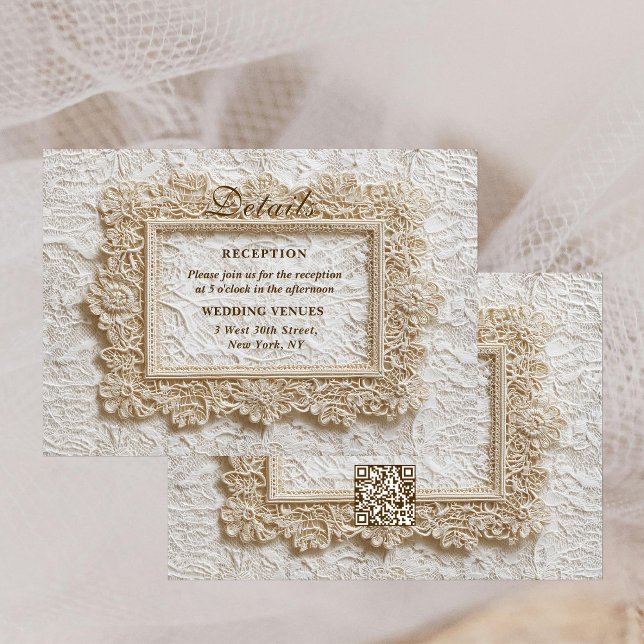 Carte D'accompagnement Embroidery Timeless Lace Frame Wedding Details (Créateur téléchargé)