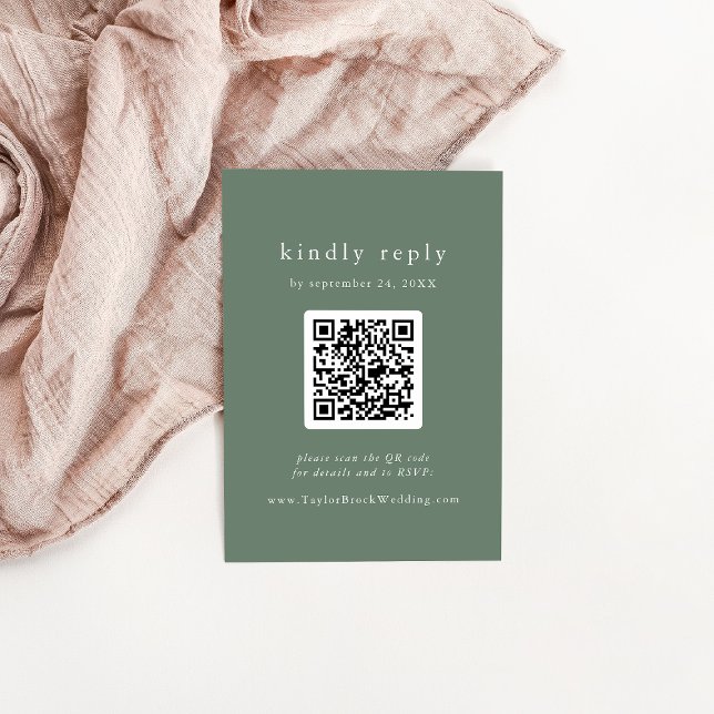 Carte D'accompagnement EMELIA QR Code Simple Mountain Rustic Wedding RSVP (EMELIA QR Code Simple Mountain Rustic Wedding RSVP Enclosure Card)