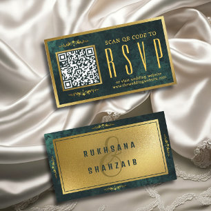 Carte D'accompagnement Emerald Green Code QR RSVP Mariage Site Web