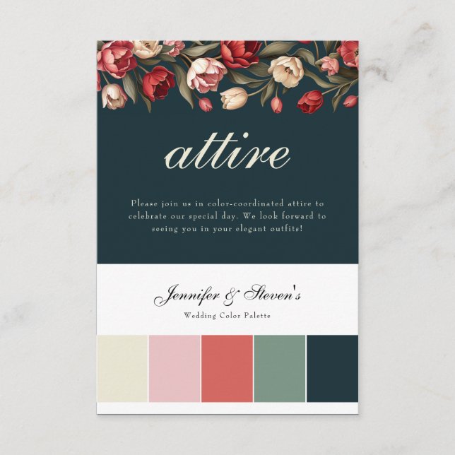 Carte D'accompagnement Emerald Green et Red Tulip Mariage Attique (Devant)