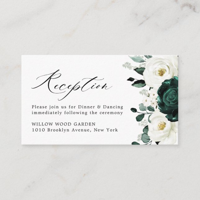 Carte D'accompagnement Emerald Green Eucalyptus Blanc Floral Mariage (Devant)