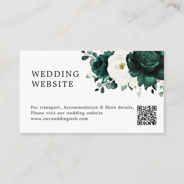 Carte D'accompagnement Emerald Green Eucalyptus Site Mariage blanc (Devant)