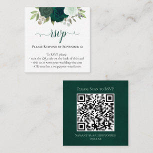 Carte D'accompagnement Emerald Green Roses mariage RSVP QR Code