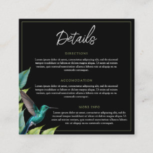 Carte D'accompagnement Emerald Hummingbird Tropical Feuille Mariage