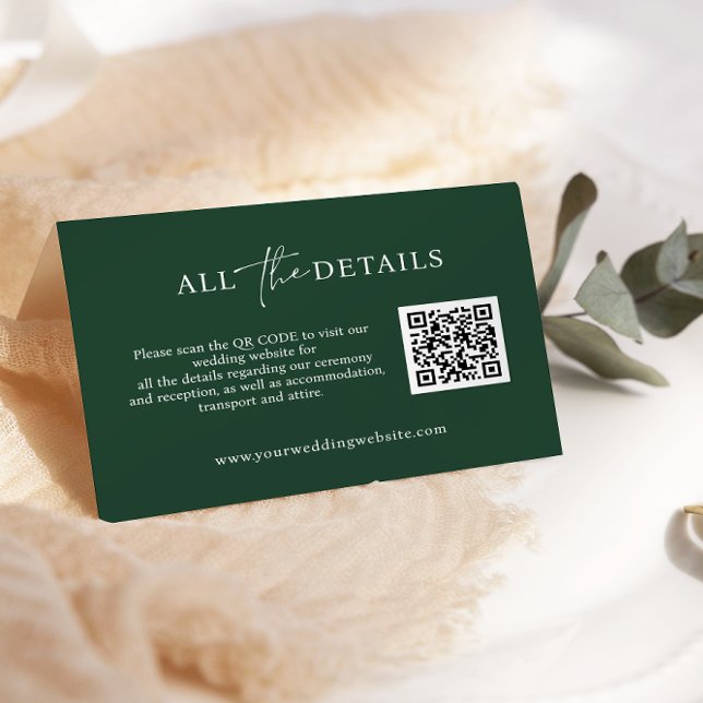Carte D'accompagnement Emerald Script simple QR Code Mariage Détail (Créateur téléchargé)