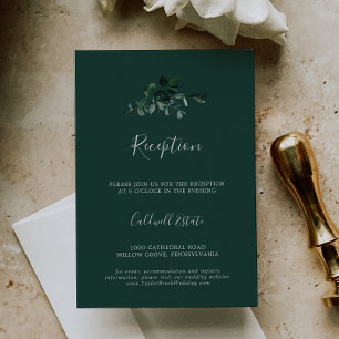Carte D'accompagnement Émeraude Réception de mariage verte