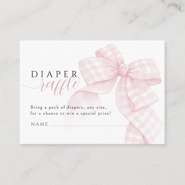 Carte D'accompagnement en vichy Baby shower à couche rose (Devant)