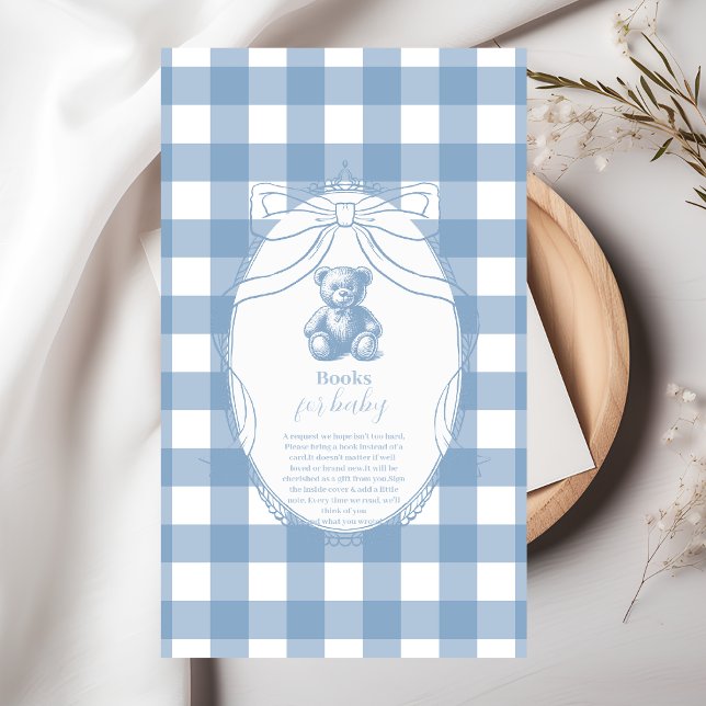 Carte D'accompagnement en vichy Livres français Teddy Bear pour bébé (Créateur téléchargé)