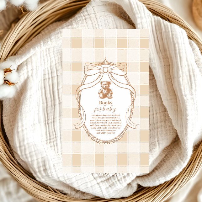 Carte D'accompagnement en vichy Livres français Teddy Bear pour bébé (Créateur téléchargé)