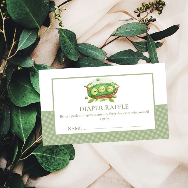 Carte D'accompagnement en vichy Pois Sucré Dans Baby shower  Raffle de co (Gingham Sweet Pea In Pod Diaper Raffle Baby Shower Enclosure Card)