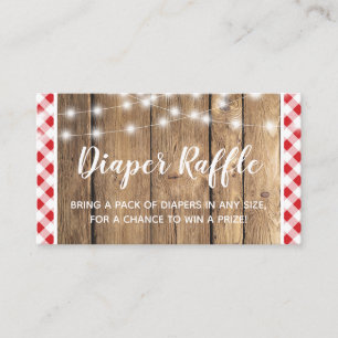 Carte D'accompagnement En vichy rouge Baby shower rustique  de couches