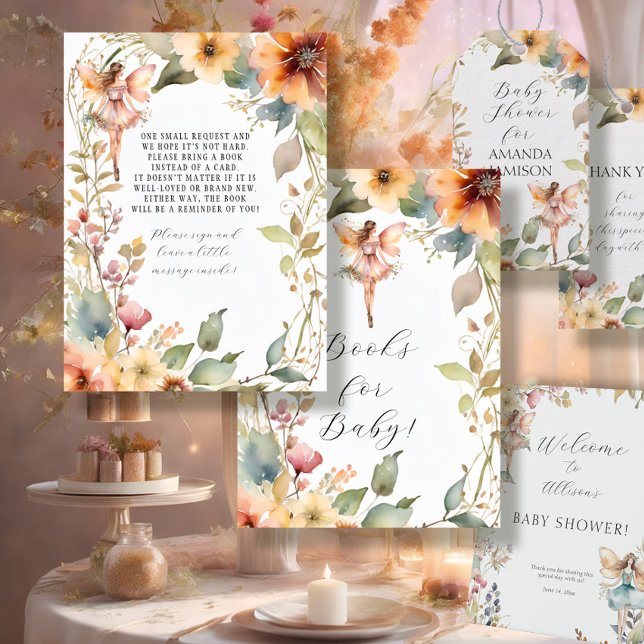 Carte D'accompagnement Enchanted Fairy Fall Floral Girl Livres pour bébé (Créateur téléchargé)