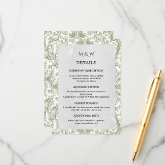 Carte D'accompagnement Enclosure de mariage élégant vert floral vintage