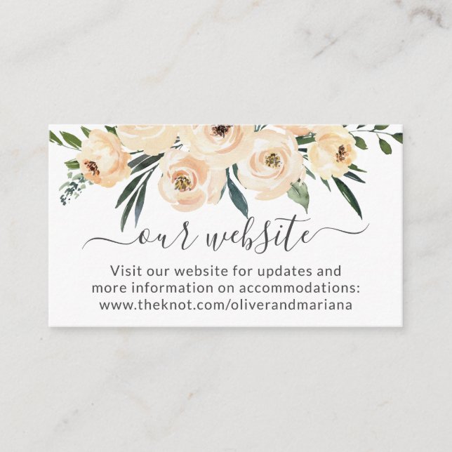 Carte D'accompagnement Enclosure de site de mariage beige blanc floral (Devant)