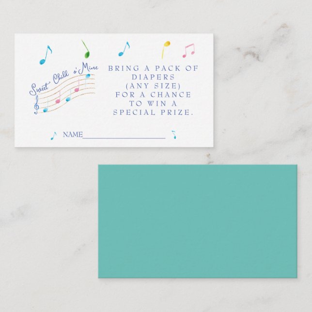 Carte D'accompagnement Enfant doux de ma chair musicale Raffle (Devant / Derrière)