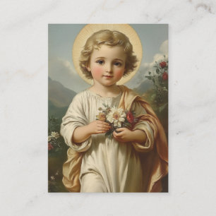 Carte D'accompagnement Enfant Jésus Verset de l'Écriture Floral Vintage