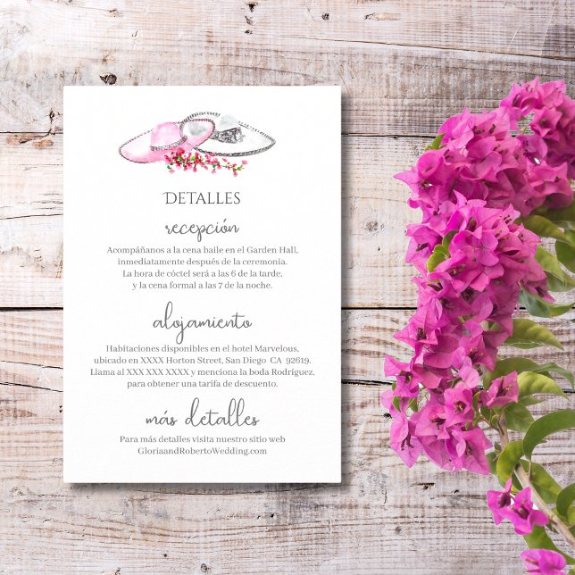 Carte D'accompagnement Espagnol, Tarjeta de Detalles Boda Hacienda Boho (Créateur téléchargé)
