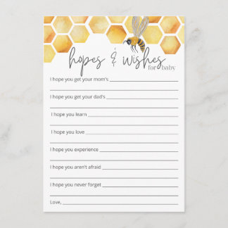 Carte D'accompagnement Espoirs et souhaits Baby shower abeilles Insérer