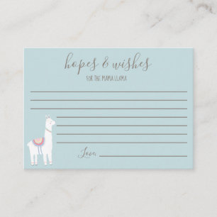 Carte D'accompagnement Espoirs et souhaits pour la Mama Llama Baby shower