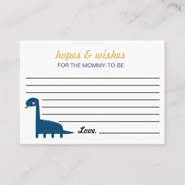 Carte D'accompagnement Espoirs et souhaits pour maman Baby shower Dinosau (Devant)