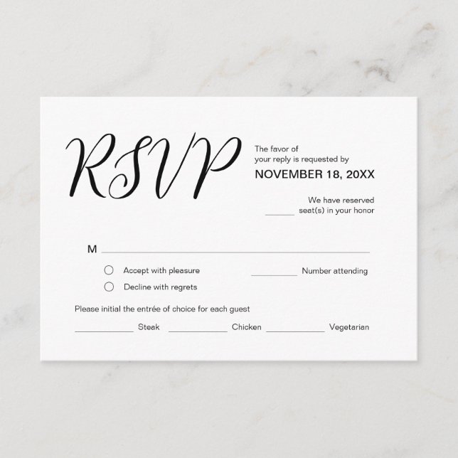 Carte D'accompagnement Esthétique moderne, Parti de mariage RSVP, Répondr (Devant)