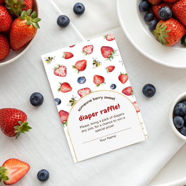 Carte D'accompagnement Été Berry Baby shower sucré Raffin de couche (Summer Berry Sweet Baby Shower Diaper Raffle Enclosure Card)