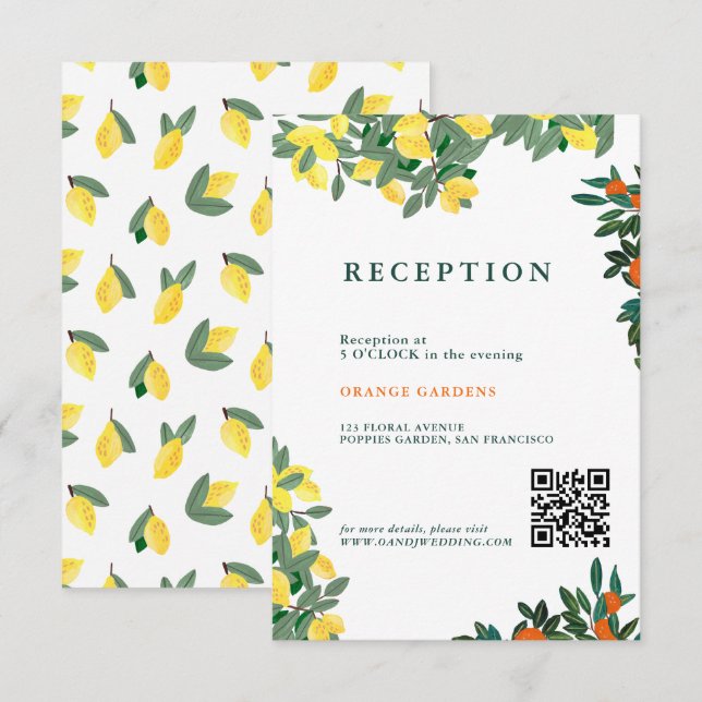Carte D'accompagnement Été Italie Mariage de fruits de citron (Devant / Derrière)
